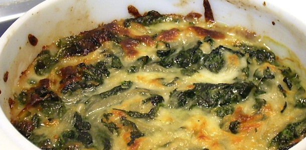 Cheesy Spinach with Carmelized Onions